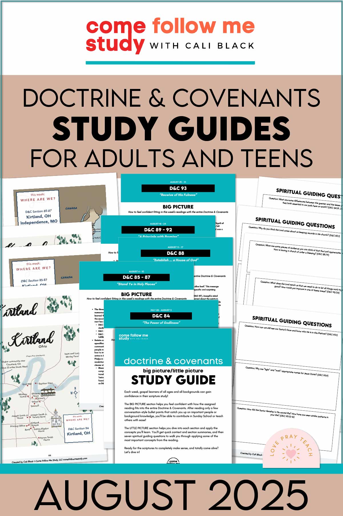 August 2025 Doctrine & Covenants Come, Follow Me Study Guides, Doctrine & Covenants Sections 84-93
